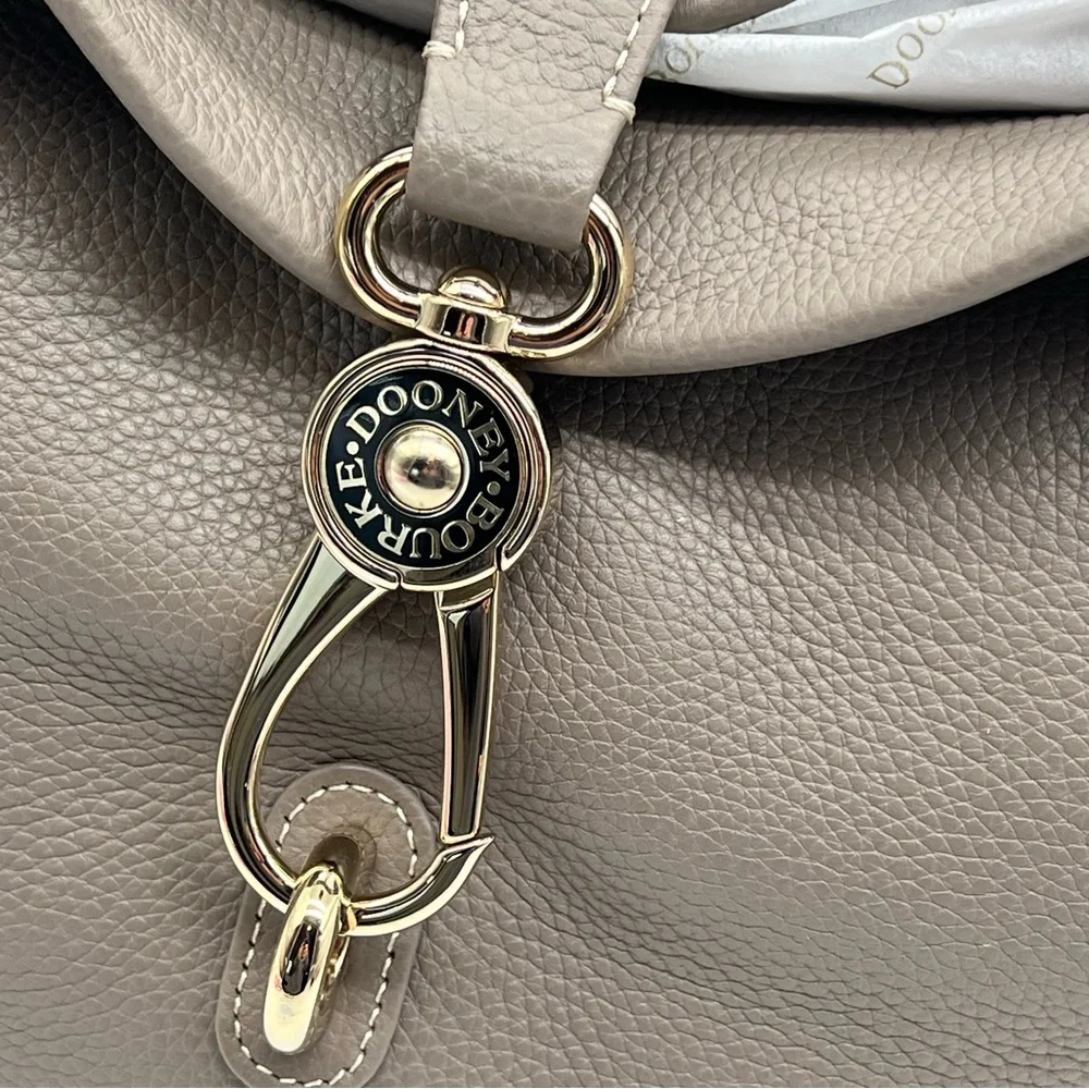 Dooney & Bourke NWT Lucca Logo Lock Hobo Taupe
